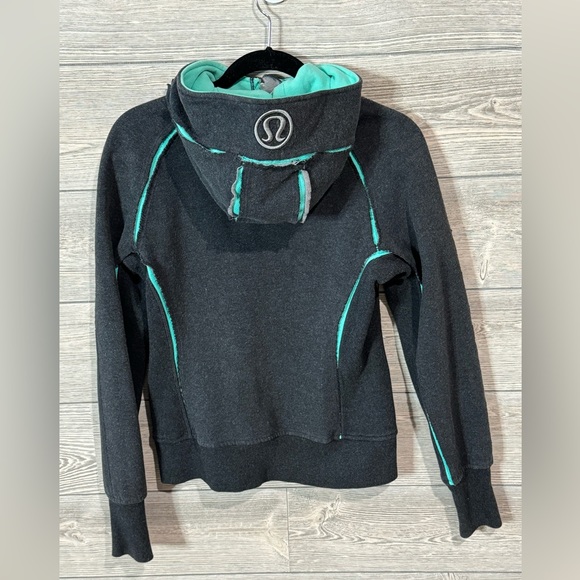 Lululemon Scuba Full Zip Sweatshirt/Hoodie, Vintage, Gray/Teal, Size 6 - Picture 4 of 6